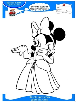 Çocuklar İçin Minnie-Mouse Boyama Sayfaları 